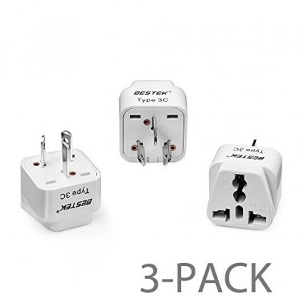BESTEK Travel Adapter Type C Plug Converter USA to Australia/China 3 Packs